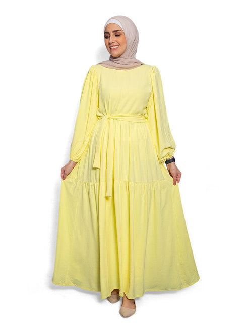 Pastel Yellow Basic Summer Dress - Khotwh