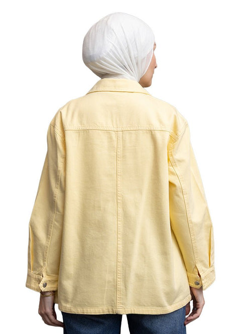 Pastel Yellow Gabardine Jacket 4 - Khotwh