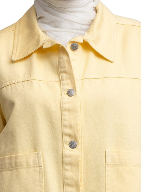 Pastel Yellow Gabardine Jacket 4 - Khotwh