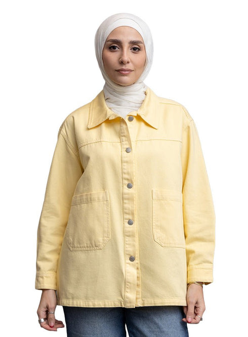 Pastel Yellow Gabardine Jacket 4 - Khotwh
