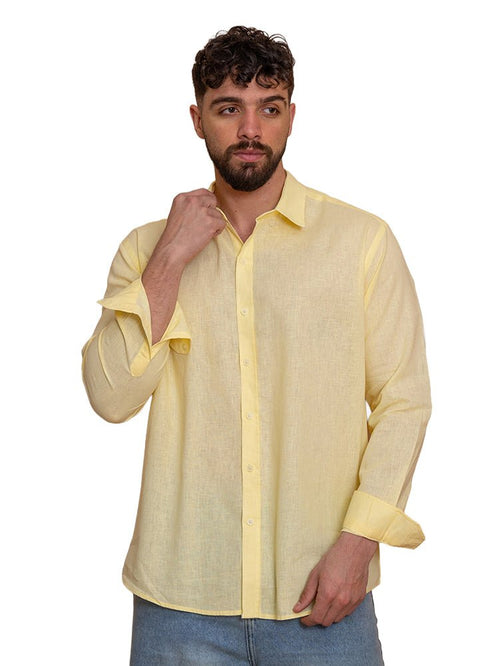 Pastel Yellow Linen Shirt - Khotwh
