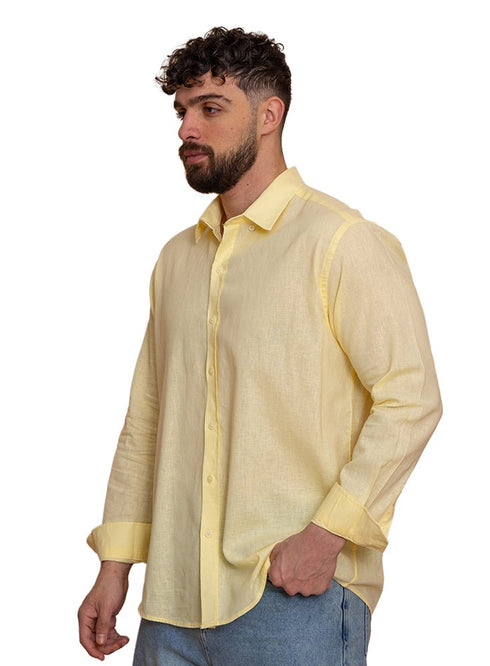 Pastel Yellow Linen Shirt - Khotwh