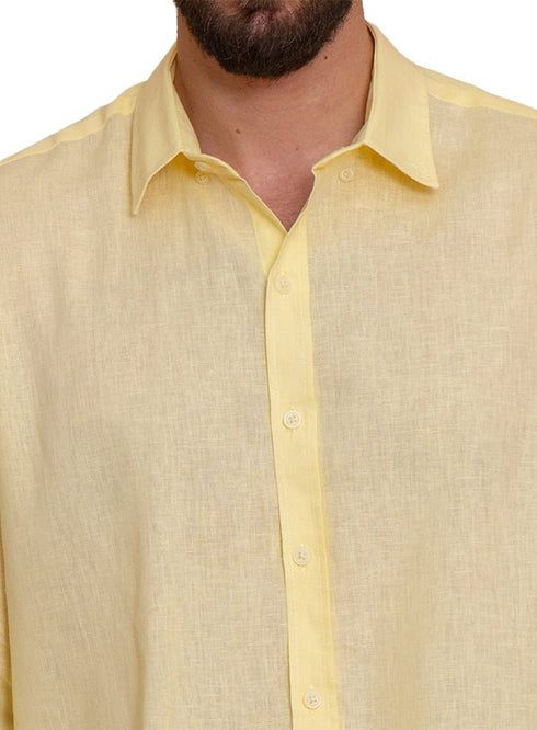 Pastel Yellow Linen Shirt - Khotwh