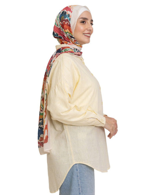 Pastel Yellow Pocket Over Size Linen Shirt - Khotwh