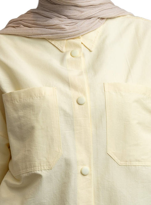 Pastel Yellow Pocket Poplein Shirt - Khotwh