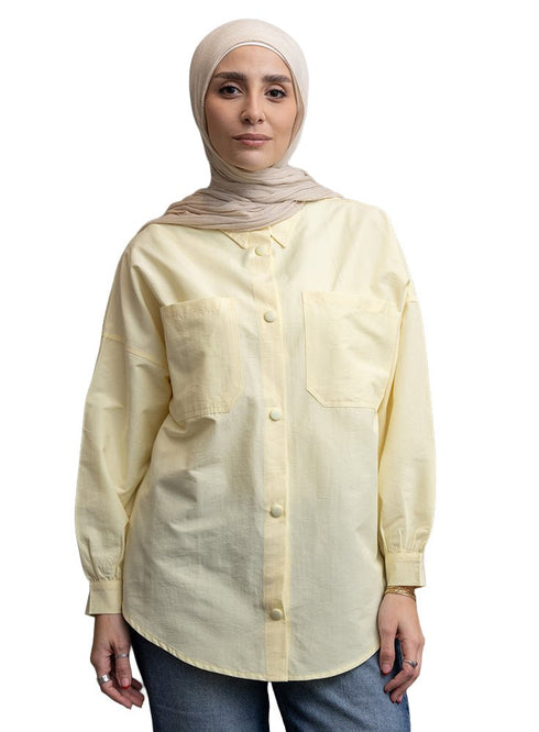Pastel Yellow Pocket Poplein Shirt - Khotwh