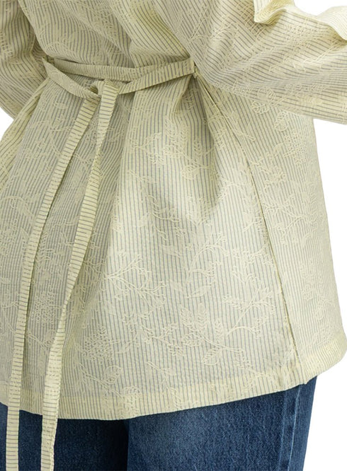 Pastel Yellow RD- Jacquard Embroidered Shirt - Khotwh