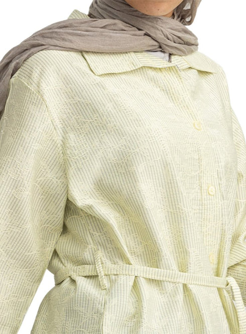 Pastel Yellow RD- Jacquard Embroidered Shirt - Khotwh
