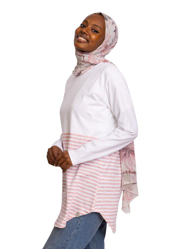 Peach Bud Half Striped Long - Sleeve - Khotwh