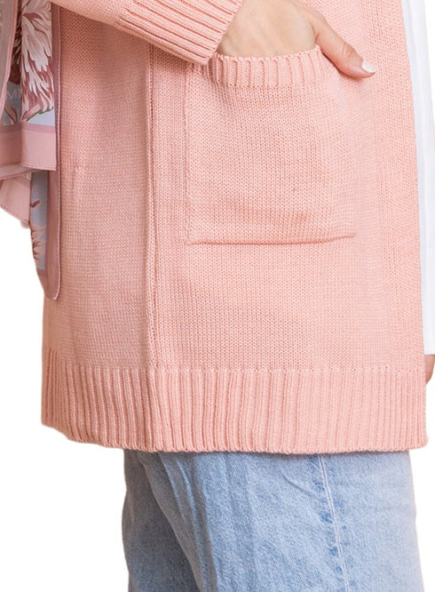 Pink Basic Pocket Cardigan - Khotwh