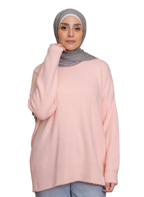 Pink Fluffy Over Size Pullover - Khotwh