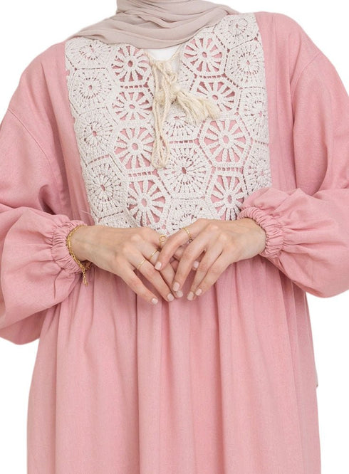 Pink Linen Dress - Khotwh