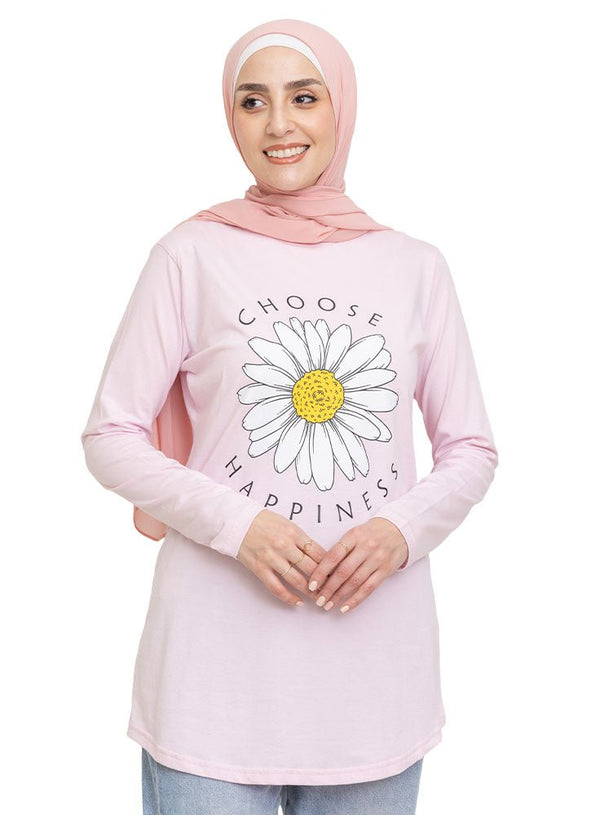 Pink Printed Long - Sleeve Design 10 - Khotwh
