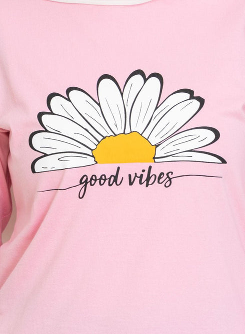 Pink Printed Long - Sleeve Design 18 - Khotwh