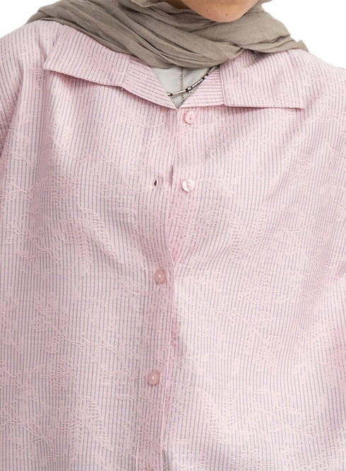 Pink RD- Jacquard Embroidered Shirt - Khotwh
