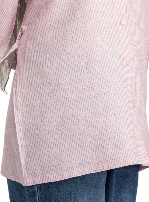 Pink RD- Jacquard Embroidered Shirt - Khotwh