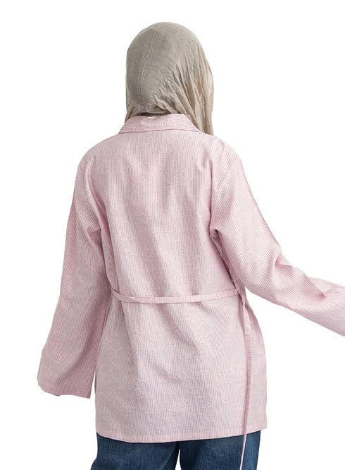Pink RD- Jacquard Embroidered Shirt - Khotwh