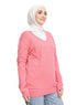 Pink V - Neck Knit Pullover - Khotwh