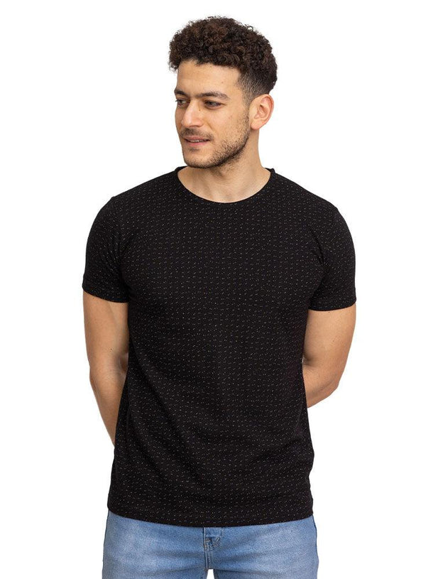Point - Black Printed Round Pique - Khotwh