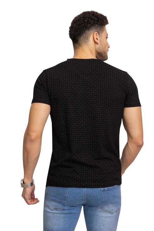 Point - Black Printed Round Pique - Khotwh