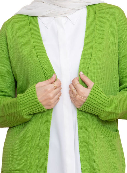 Pool Green Basic Pocket Cardigan - Khotwh