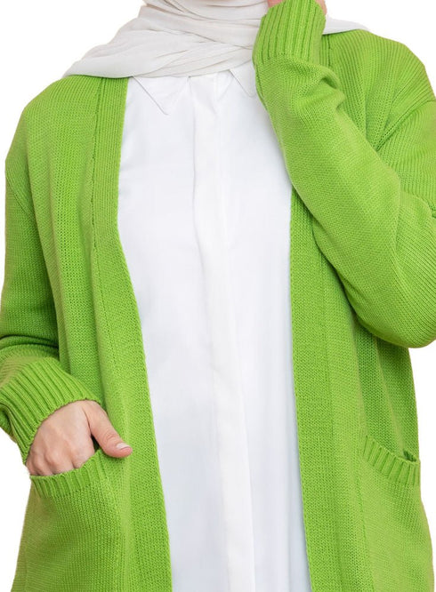 Pool Green Basic Pocket Cardigan - Khotwh