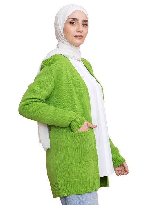 Pool Green Basic Pocket Cardigan - Khotwh