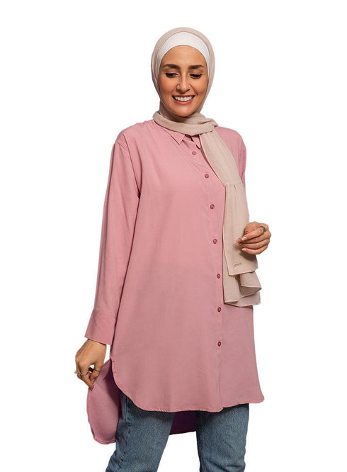 Posh Pink Long chiffon Blouse - Khotwh
