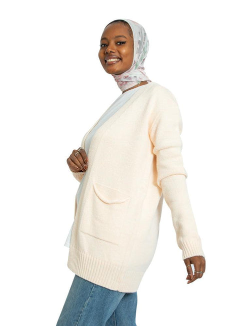 Powder Rose Basic Pocket Cardigan - Khotwh