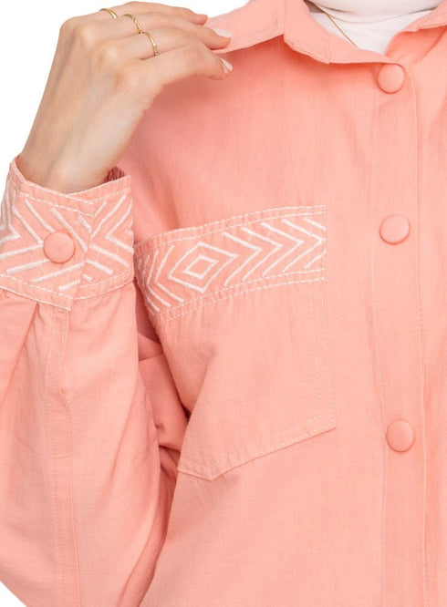 Powder Rose Embroidered Shirt - Khotwh