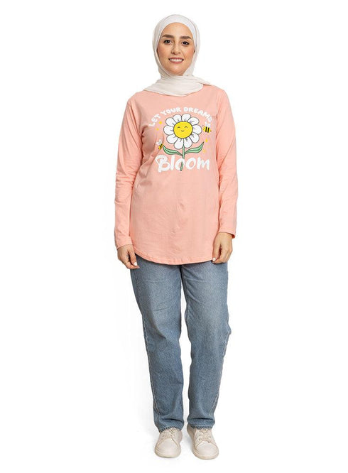 Powder Rose Printed Long - Sleeve Design 28 - Khotwh