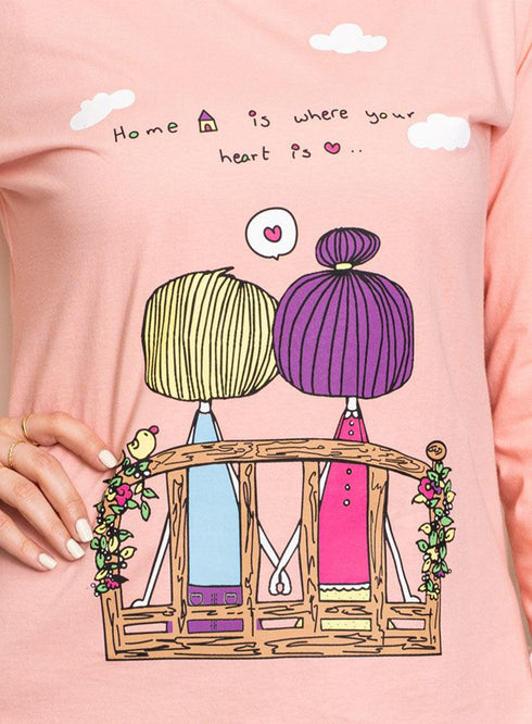 Powder Rose Printed Long - Sleeve Design 33 - Khotwh