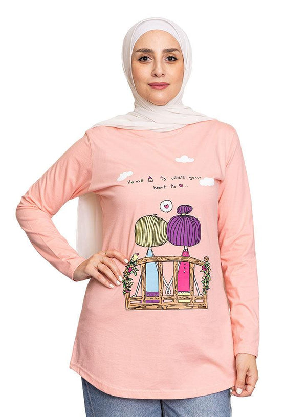Powder Rose Printed Long - Sleeve Design 33 - Khotwh