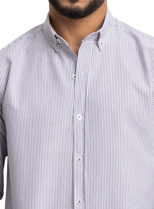 Purple - Design 1 Striped Oxford Shirt - Khotwh