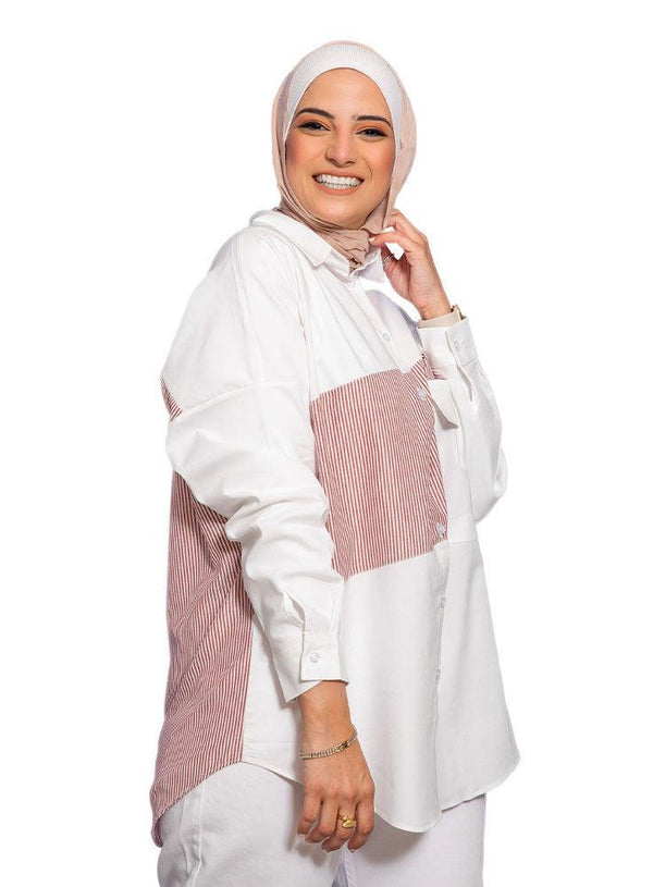 Purple Half Striped Shirt - Khotwh