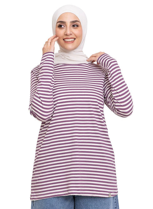 Purple Striped Long - Sleeve - Khotwh
