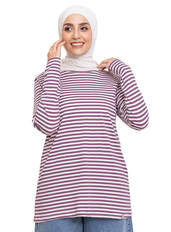 Purple Striped Long - Sleeve - Khotwh