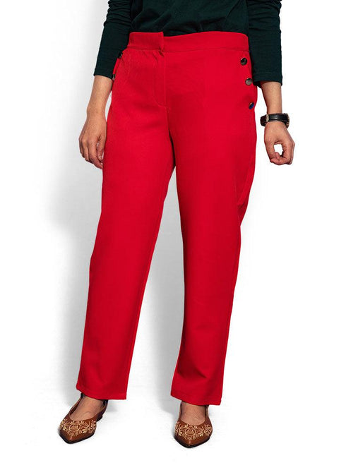 Racing Red Button Classic Pant - Khotwh