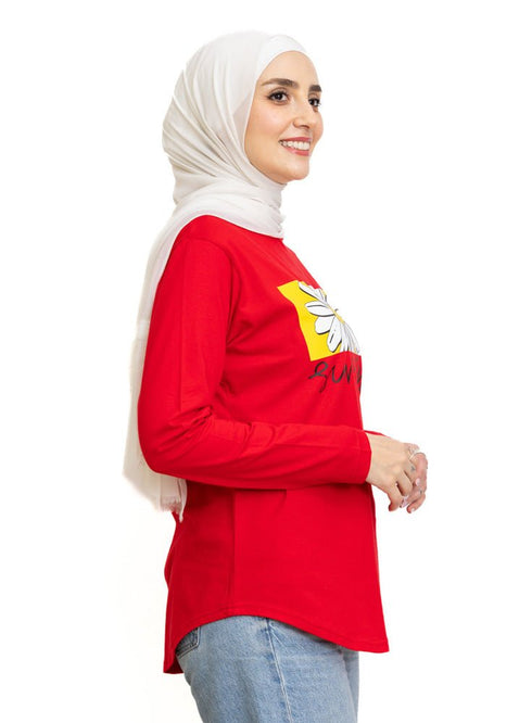 Racing Red Printed Long - Sleeve Design 12 - Khotwh