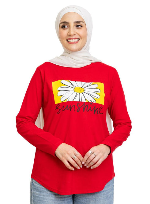 Racing Red Printed Long - Sleeve Design 12 - Khotwh