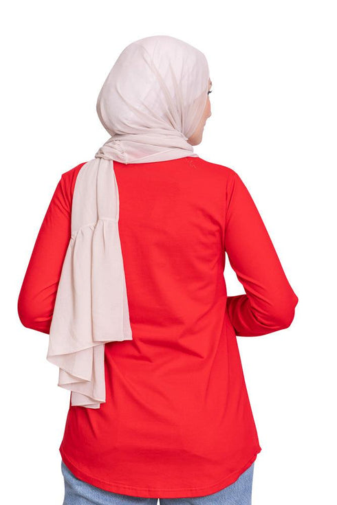 Racing Red Printed Long - Sleeve Design 19 - Khotwh