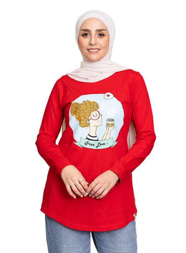 Racing Red Printed Long - Sleeve Design 30 - Khotwh