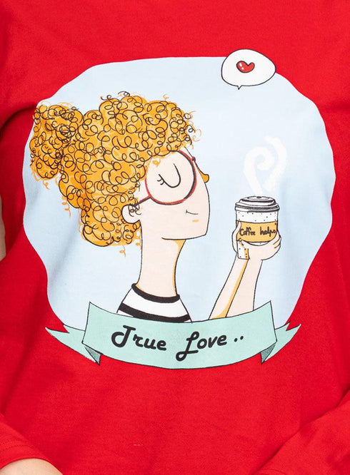 Racing Red Printed Long - Sleeve Design 30 - Khotwh