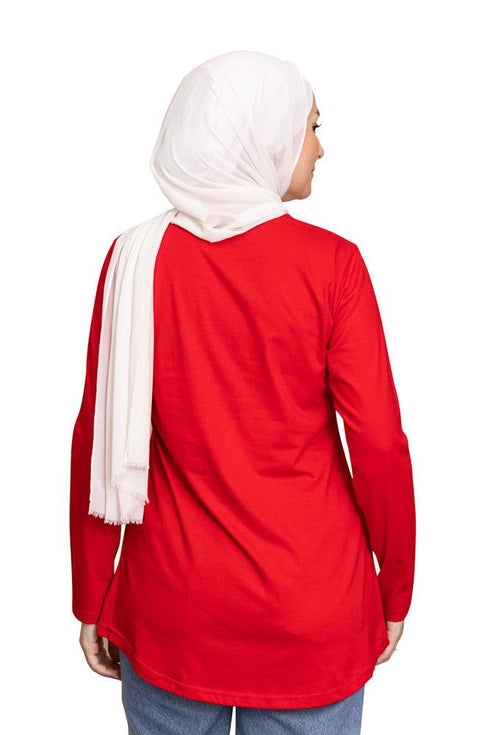 Racing Red Printed Long - Sleeve Design 30 - Khotwh