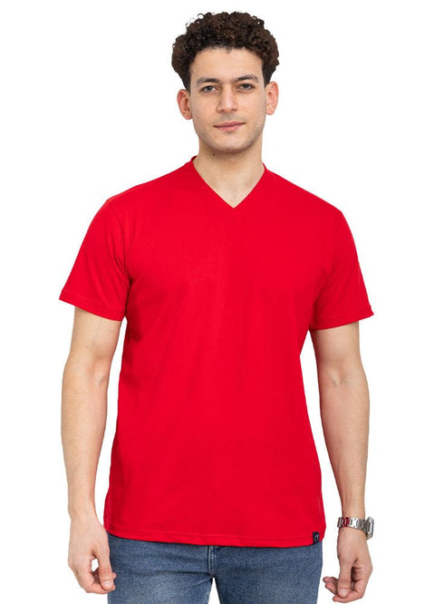 Racing Red V - neck T-Shirt - Khotwh