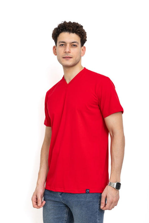 Racing Red V - neck T-Shirt - Khotwh