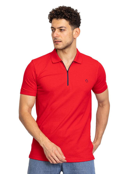 Racing Red Zipper Polo - Khotwh