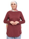 Reddish Brown Curved Long - Sleeve - Khotwh