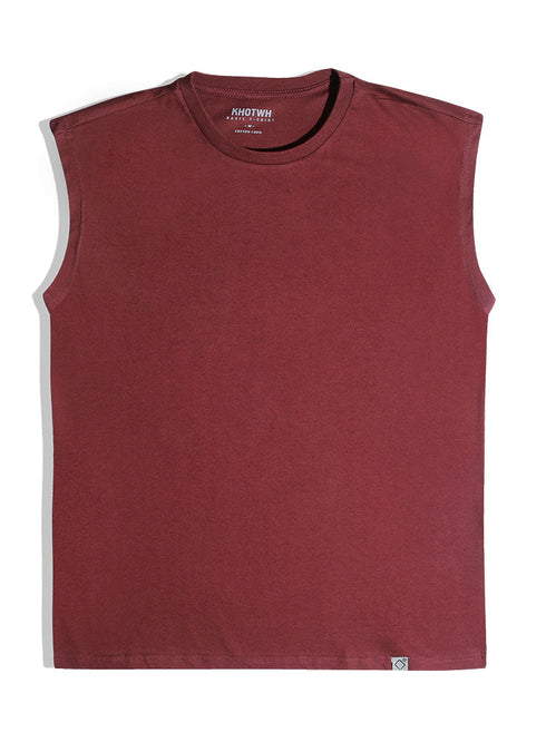 Reddish Brown Short Sleeveless - Khotwh