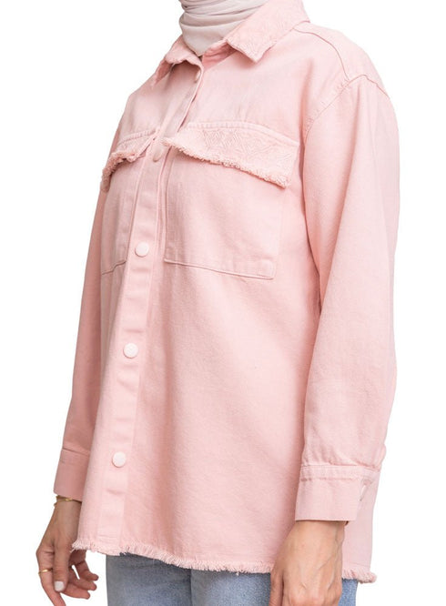 Rose Embroidered Gabardine Shirt - Khotwh